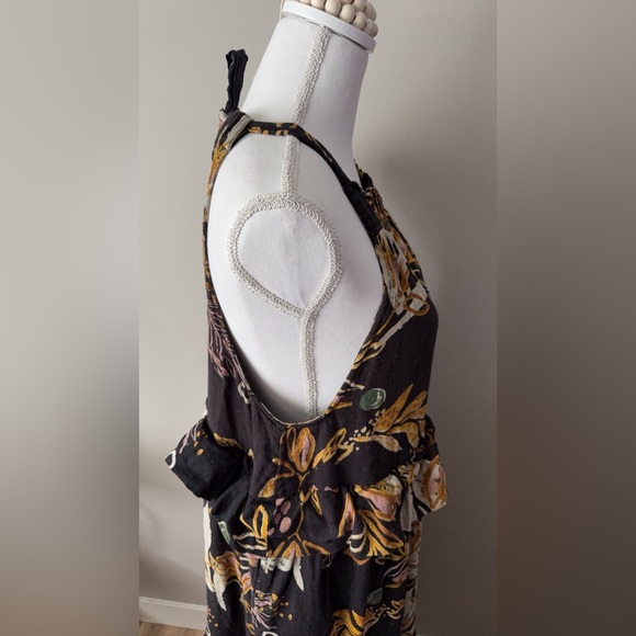 FREE PEOPLE ANITA PRINTED MAXI DRESS Tiered Leaf Print - Picture 7 of 10